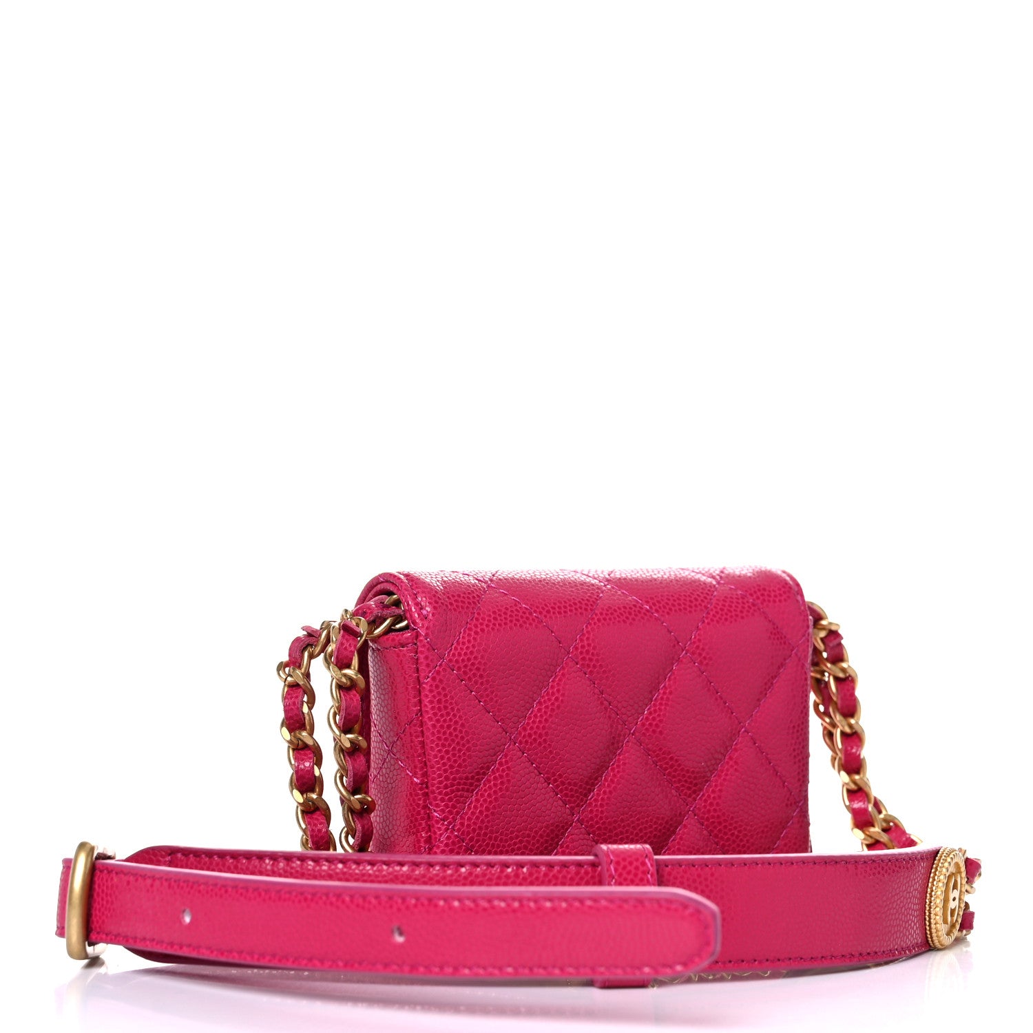Chanel Caviar Twist Your Buttons Quilted Flap Chain Belt Bag Dark Pink 2 of 12