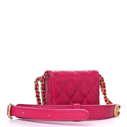Chanel Caviar Twist Your Buttons Quilted Flap Chain Belt Bag Dark Pink 2 of 12