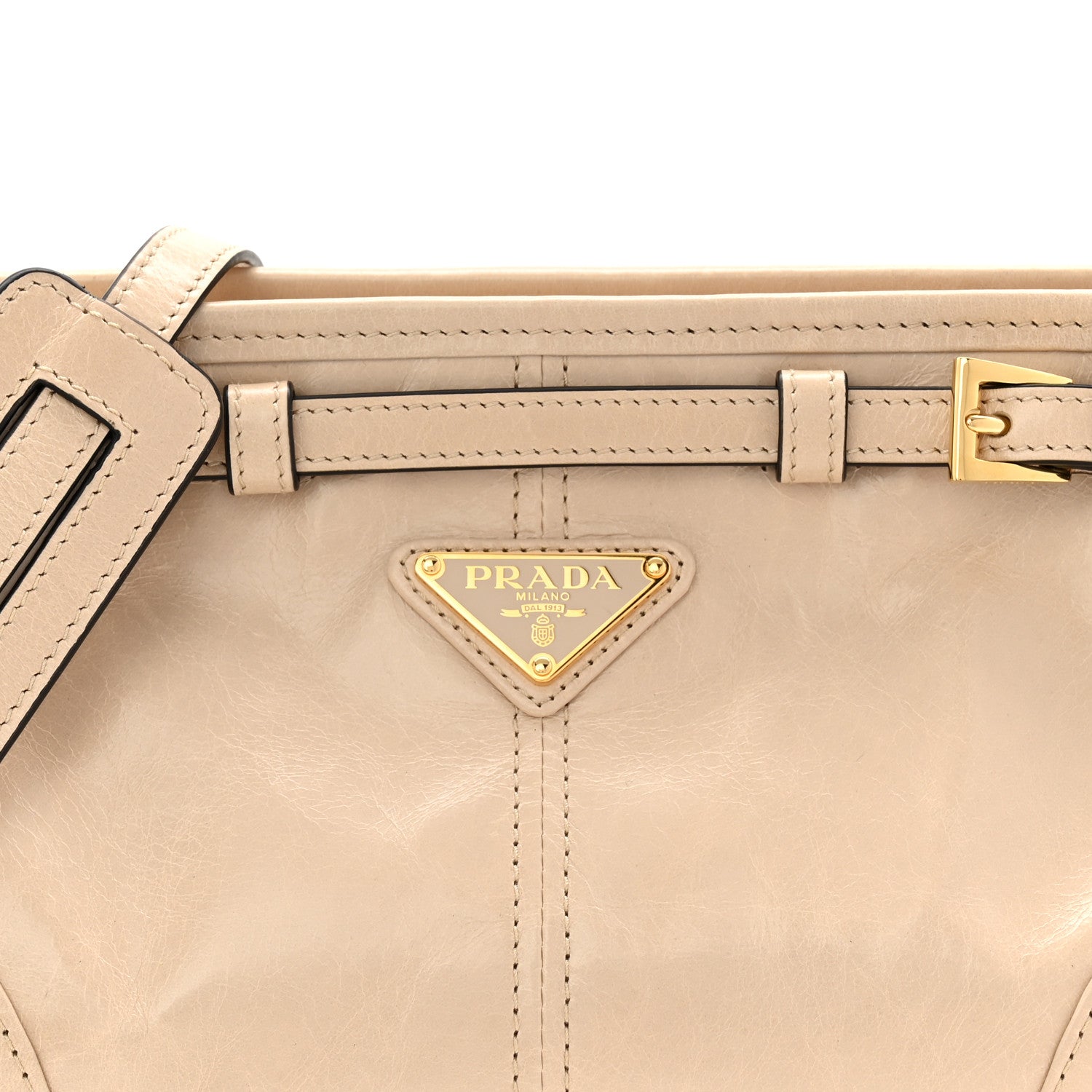 Prada Glossy Calfskin Triangle Small Bonnie Shoulder Bag