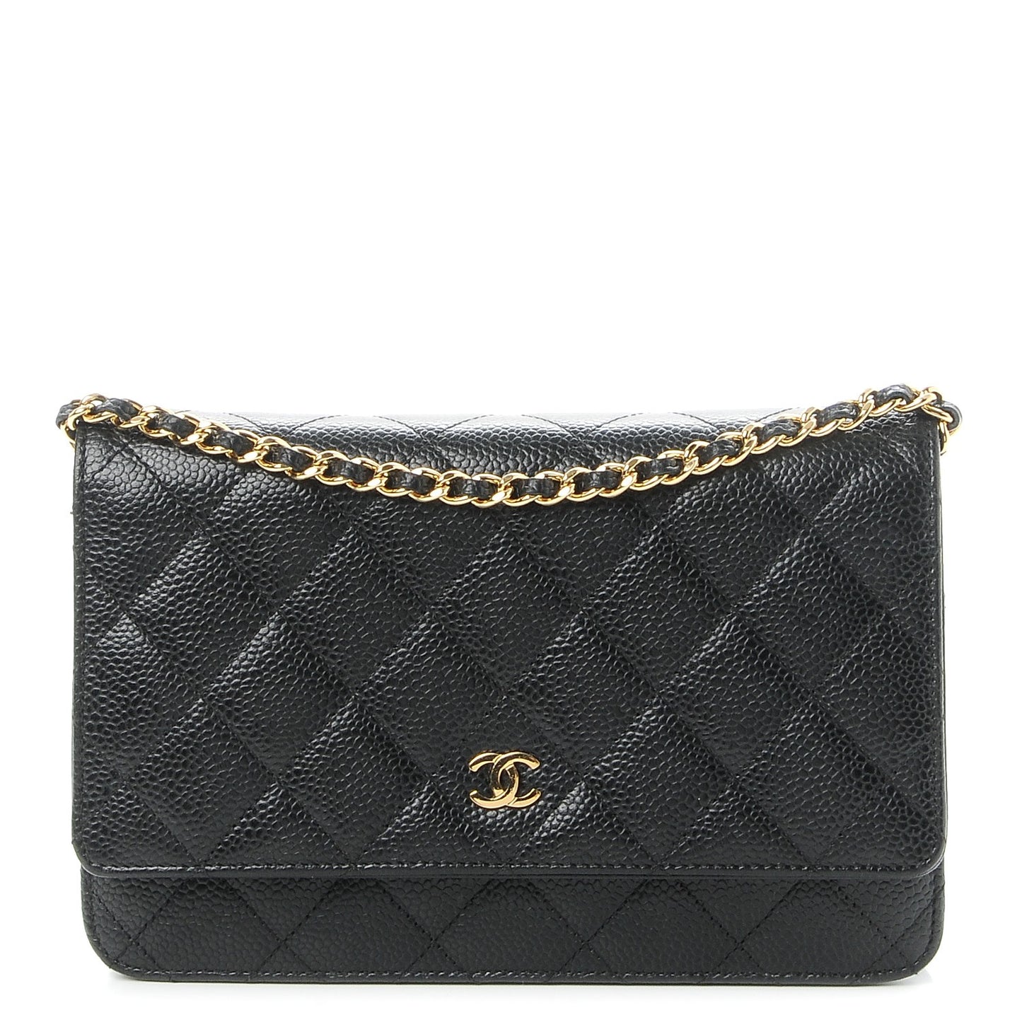 Caviar Quilted Wallet On Chain WOC Black
