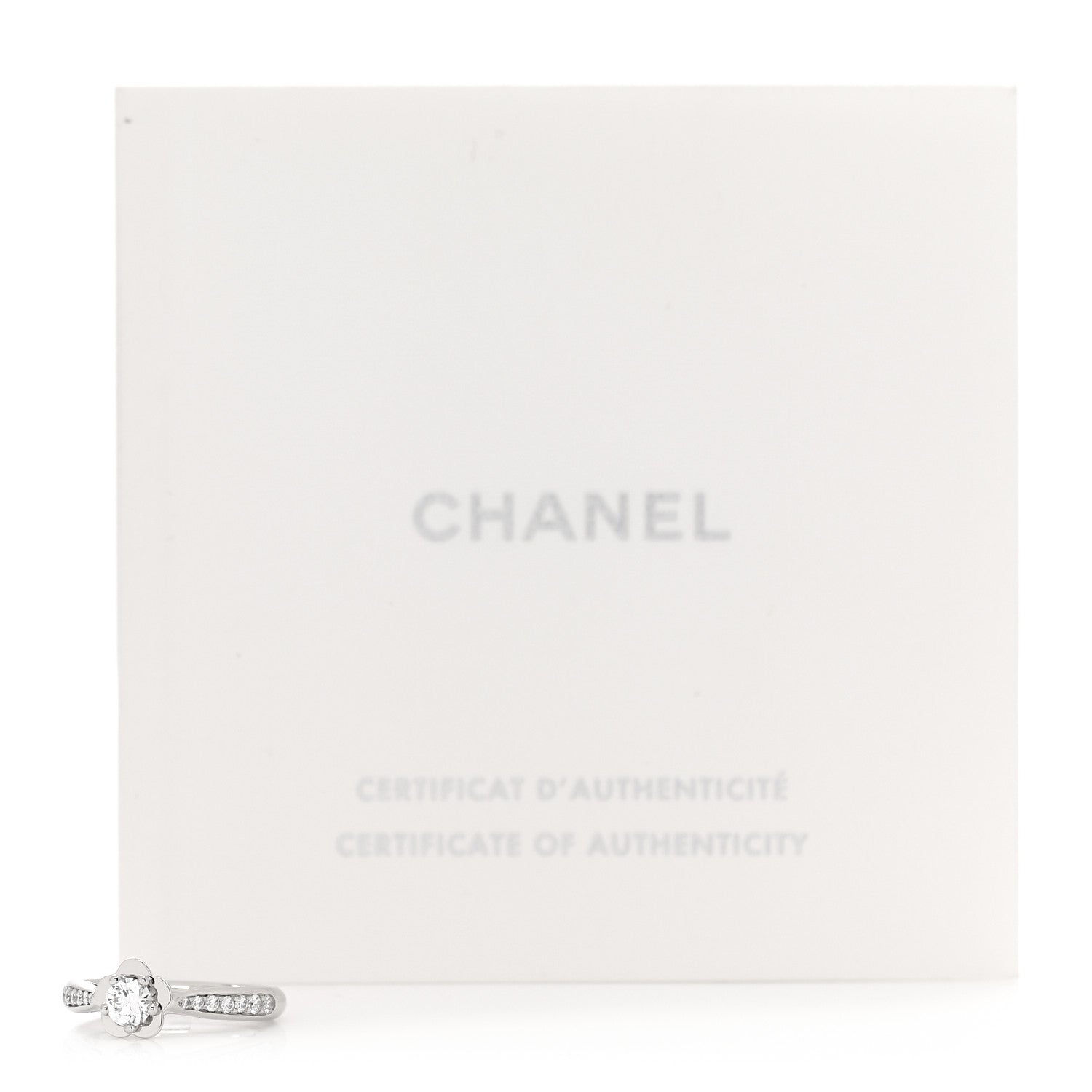 Chanel Platinum Diamond .26ct Camelia Ring 47 4 7 of 7