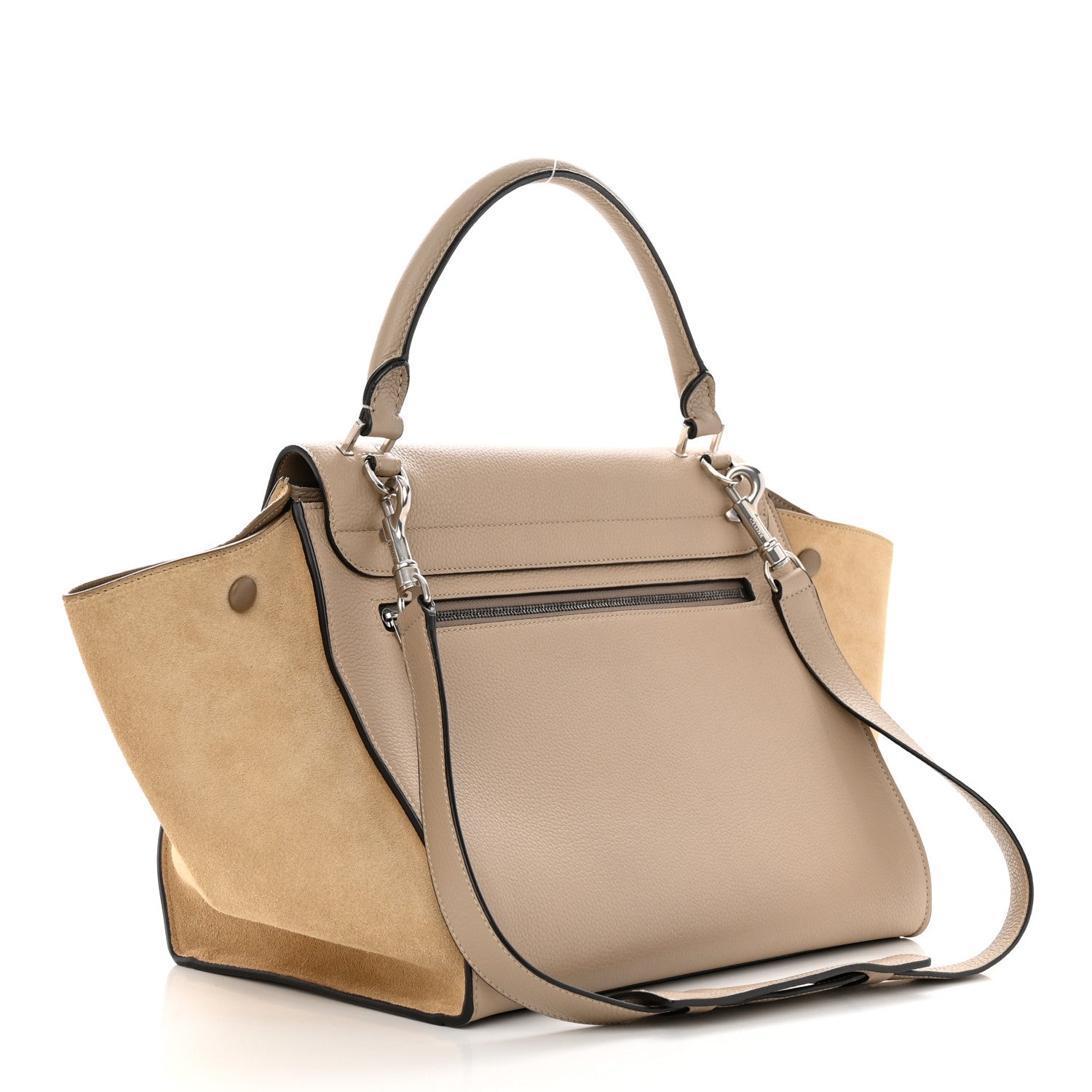 Celine Drummed Calfskin Suede Small Trapeze Dune 3 of 9