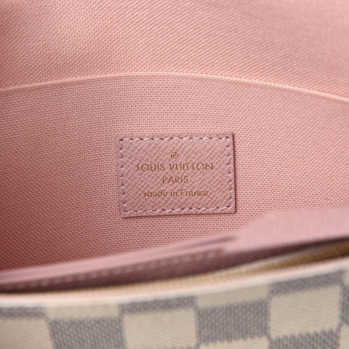 Damier Azur Pochette Felicie Chain Wallet Rose Ballerine