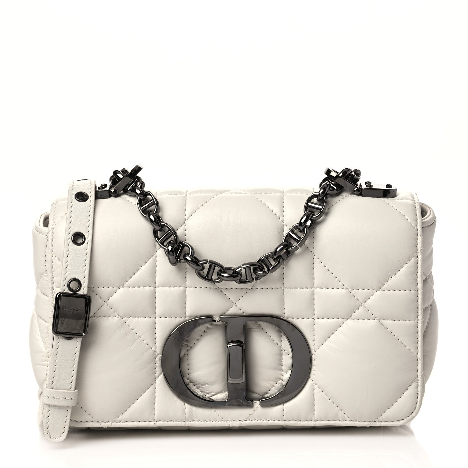 Christian Dior Lambskin Macrocannage Small Dior Caro Bag Ivory 2 of 6