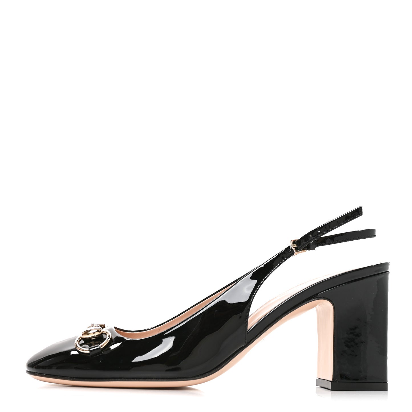 Vernice Crystal Horsebit Lady Slingback Pumps 38.5 Black