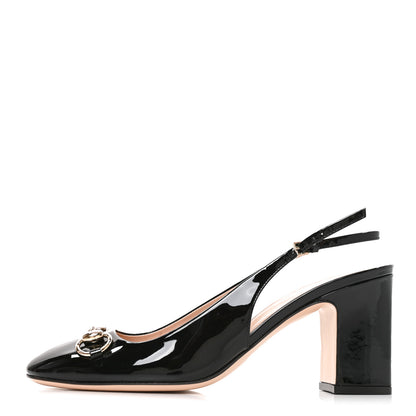 Gucci Vernice Crystal Horsebit Lady Slingback Pumps 38.5 Black 1 of 10