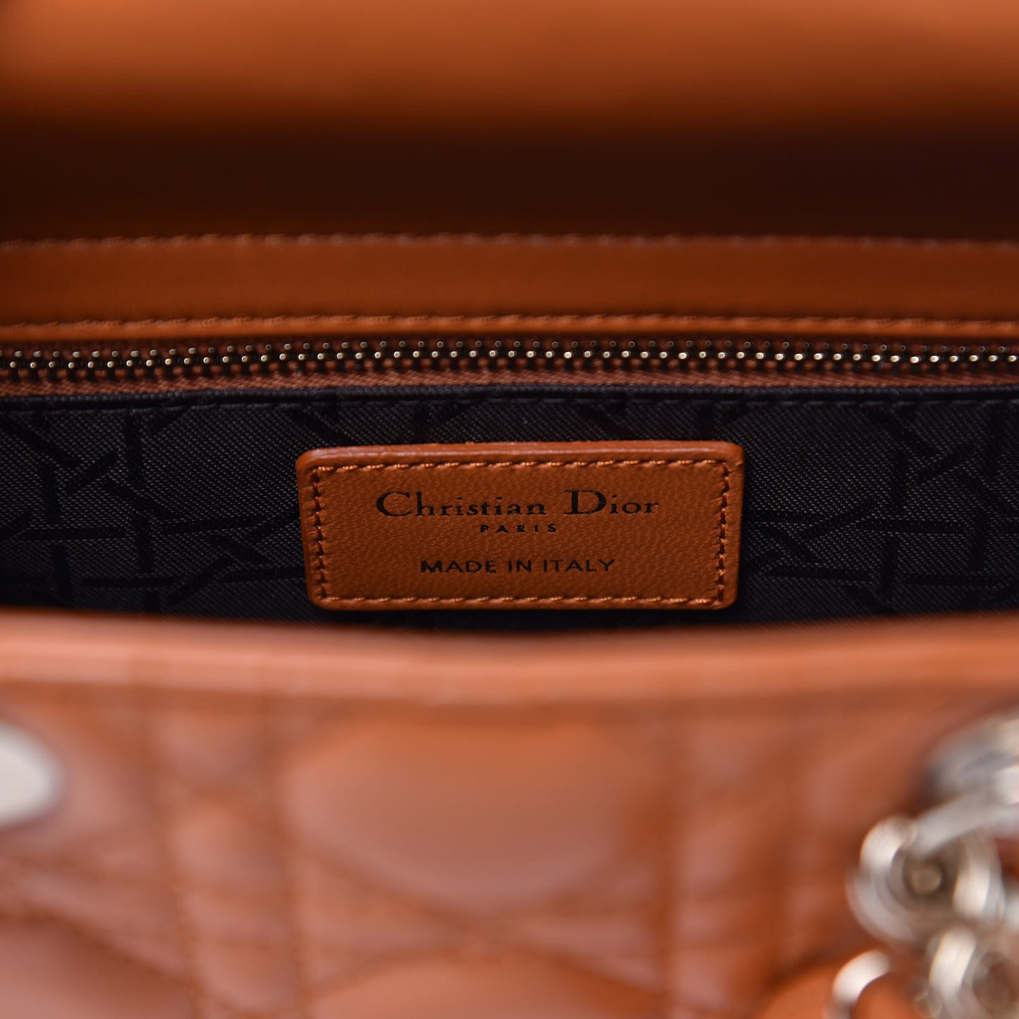 Lambskin Cannage Small Lucky Badges My Lady Dior Orange