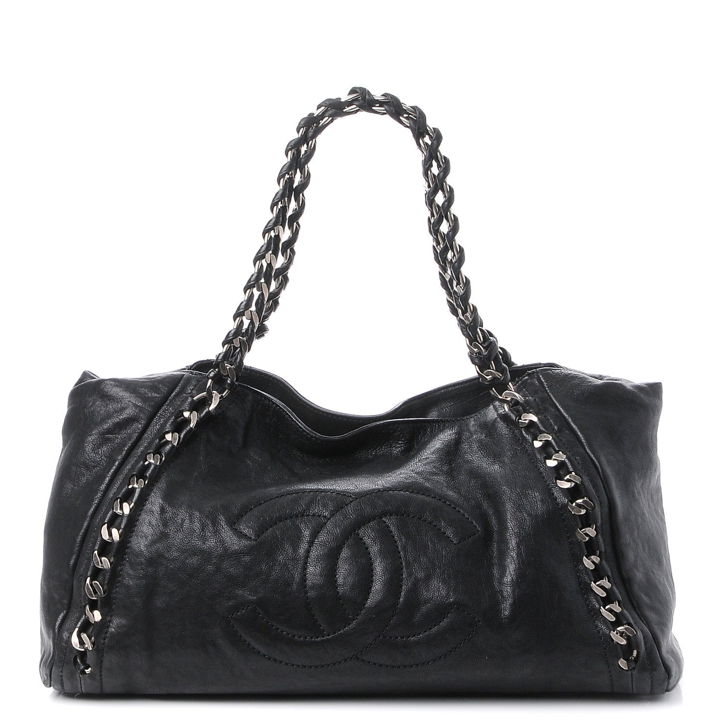 Chanel Glazed Calfskin East West Modern Chain Tote Black 1 of 9