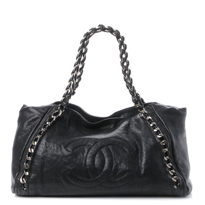 Chanel Glazed Calfskin East West Modern Chain Tote Black 1 of 9