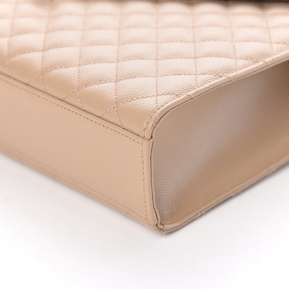 Saint Laurent Grain De Poudre Mixed Matelasse Large Triquilt Monogram Satchel Nude Powder 9 of 10
