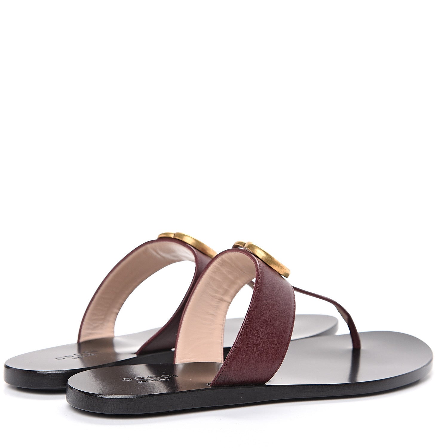 Gucci Calfskin GG Marmont Thong Sandals 35.5 Vintage Bordeaux 4 of 10