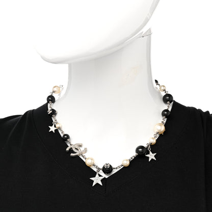 Chanel Crystal Pearl Star CC Short Necklace Silver 2 of 9