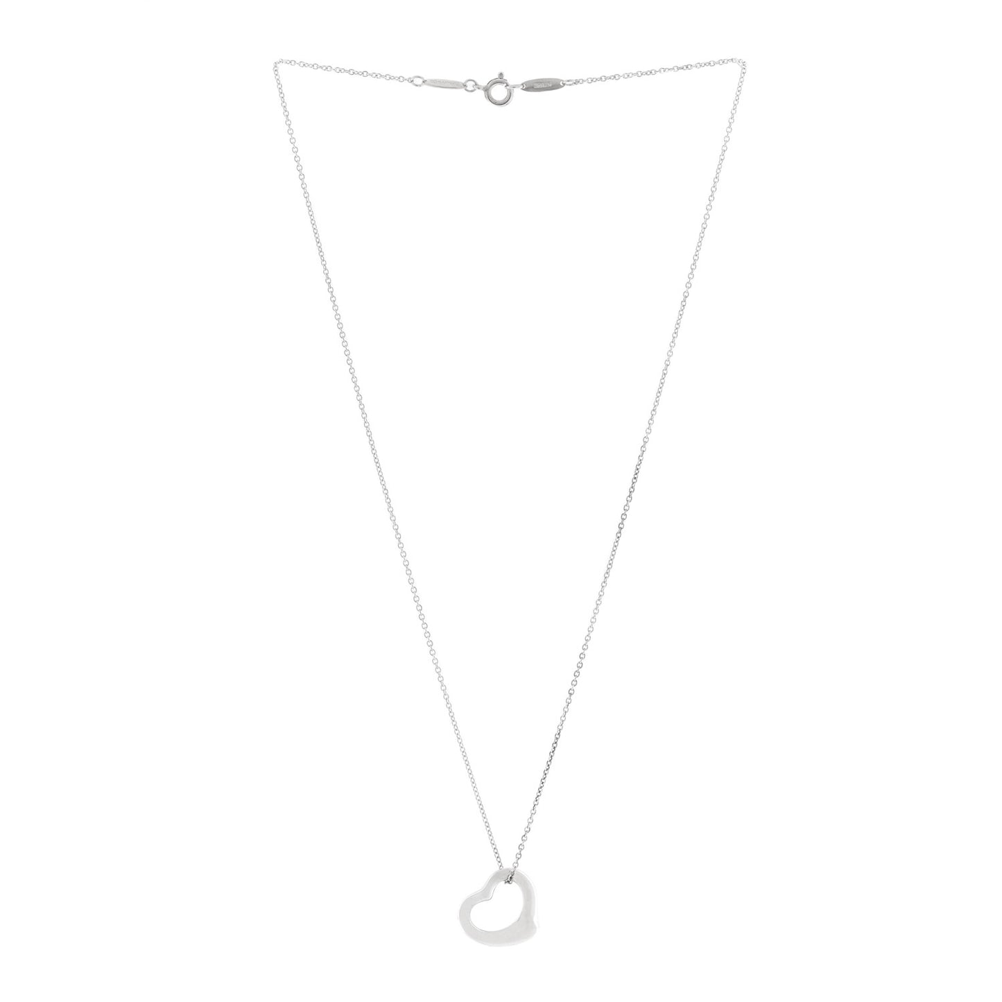 Sterling Silver 16mm Elsa Peretti Open Heart Pendant Necklace