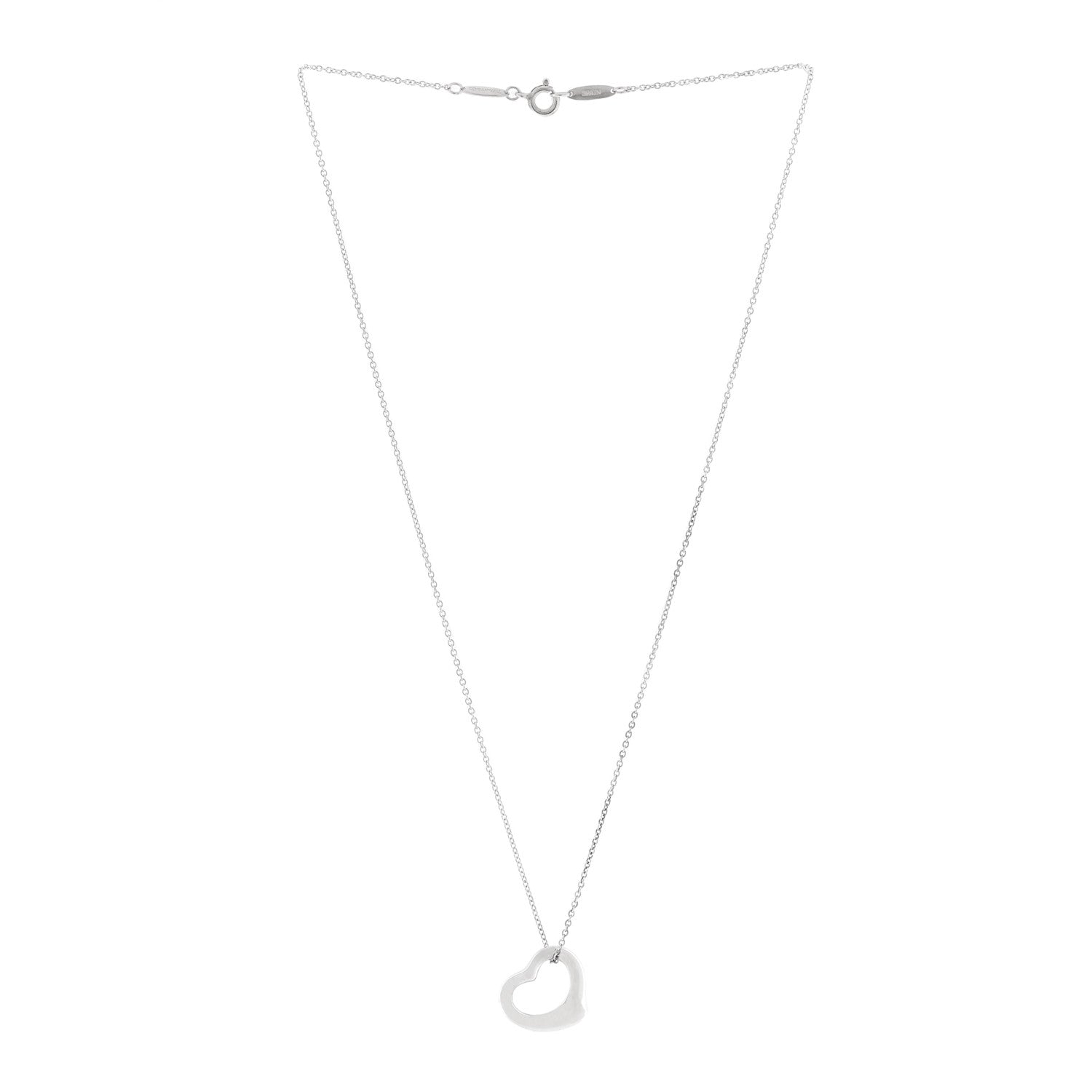 Tiffany Sterling Silver 16mm Elsa Peretti Open Heart Pendant Necklace 3 of 6