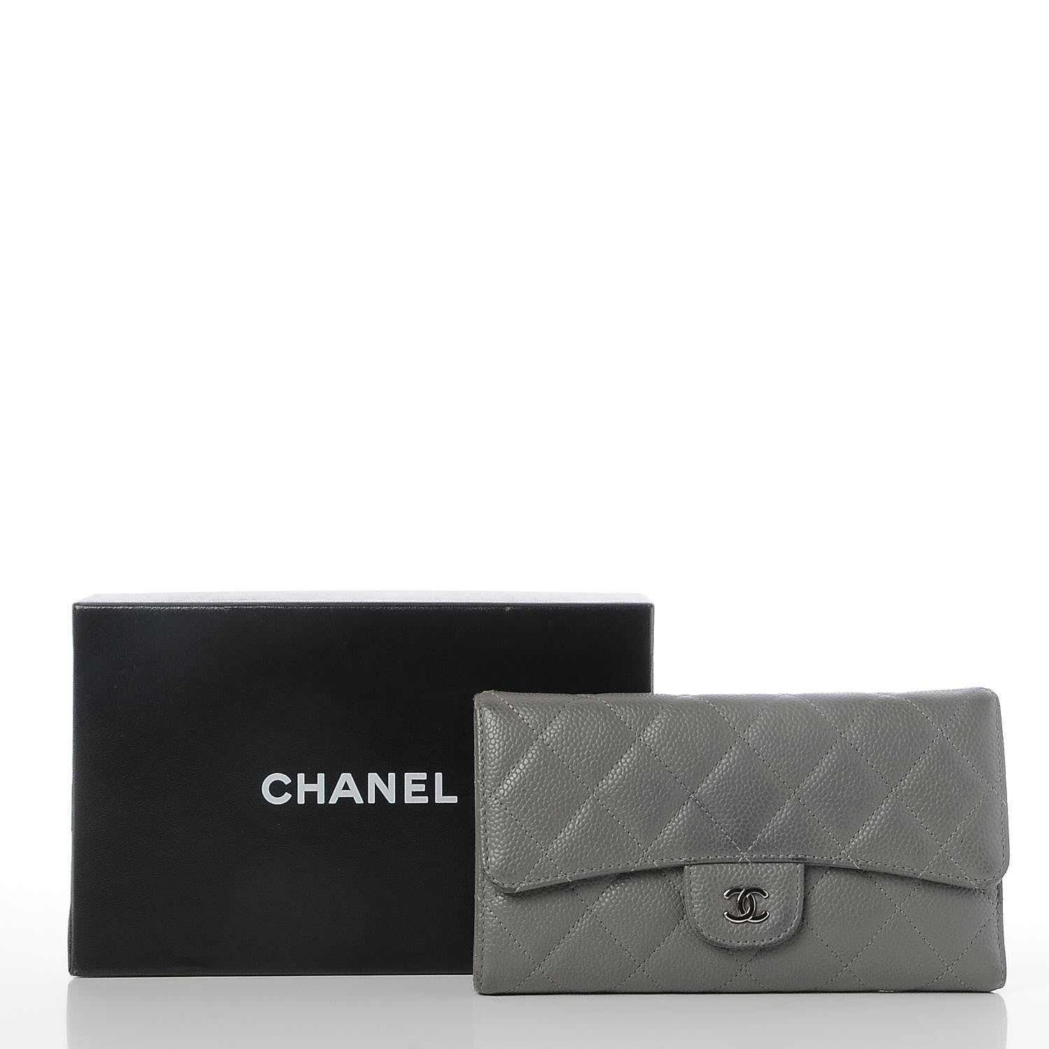 Chanel Caviar Quilted Large Flap Wallet Grey 11 of 11