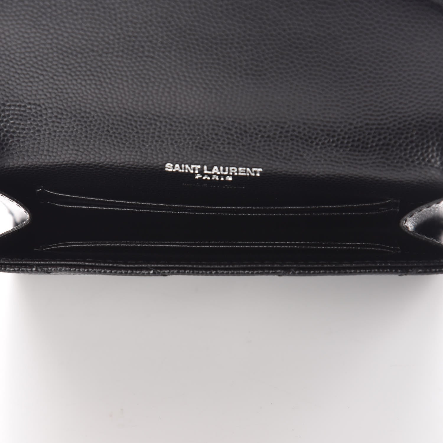 Saint Laurent Grain De Poudre Matelasse Chevron Small Monogram Envelope Wallet Black 7 of 10