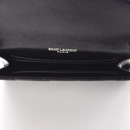Saint Laurent Grain De Poudre Matelasse Chevron Small Monogram Envelope Wallet Black 7 of 10