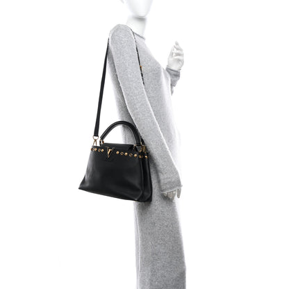Louis Vuitton Taurillon Studded Capucines PM Black 2 of 10