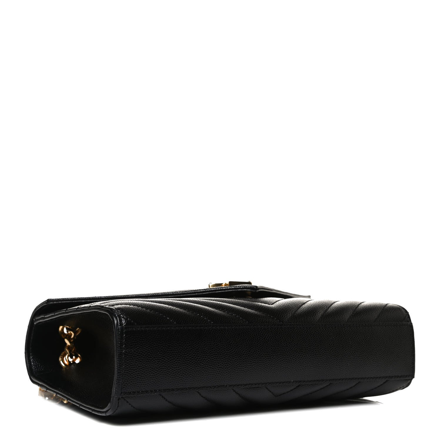 Saint Laurent Grain De Poudre Matelasse Chevron Medium Monogram Satchel Black 3 of 11