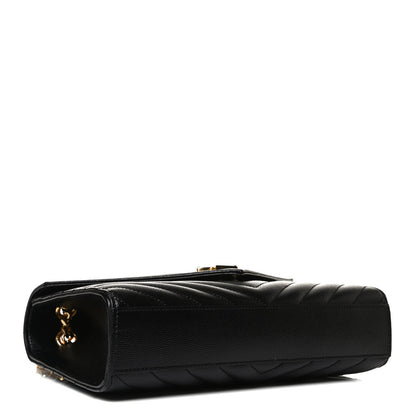 Saint Laurent Grain De Poudre Matelasse Chevron Medium Monogram Satchel Black 3 of 11