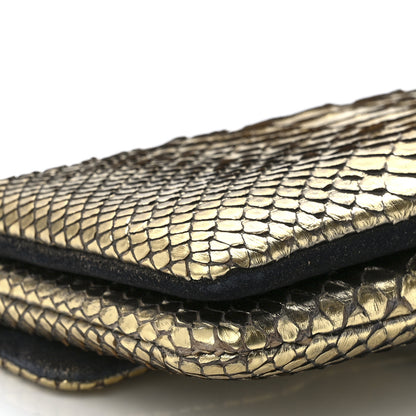 Chanel Metallic Snakeskin Flap Bag Gold 11 of 12