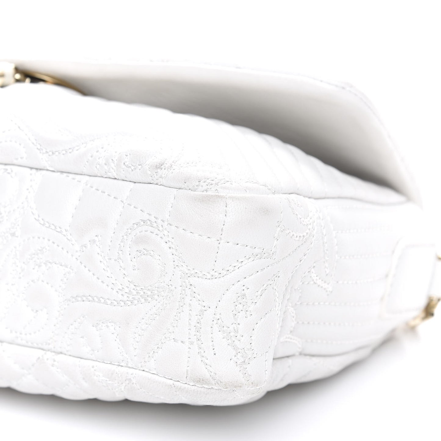 Nappa Barocco Quilted Vanitas Medea Shoulder Bag White