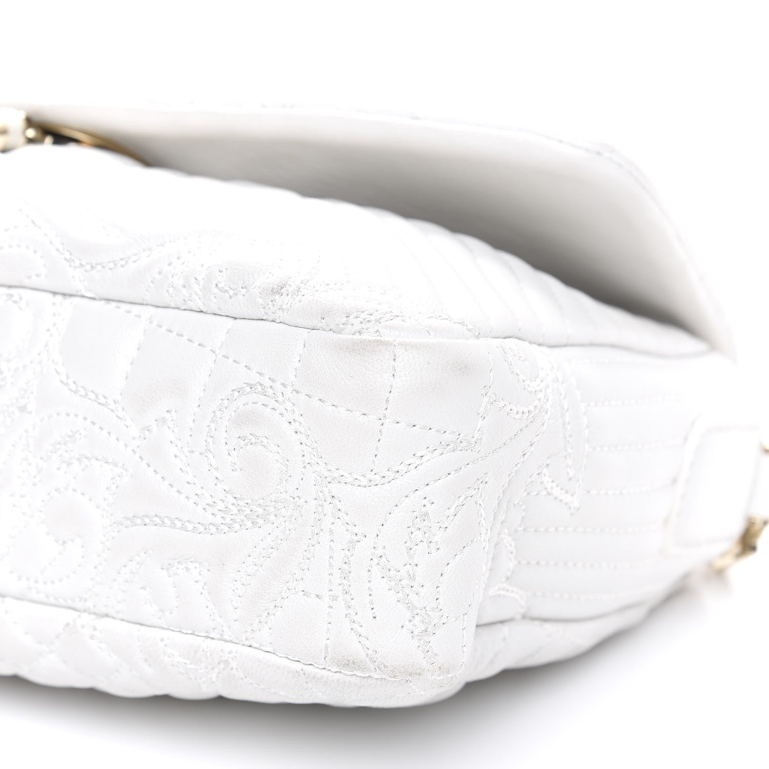 Versace Nappa Barocco Quilted Vanitas Medea Shoulder Bag White 8 of 10