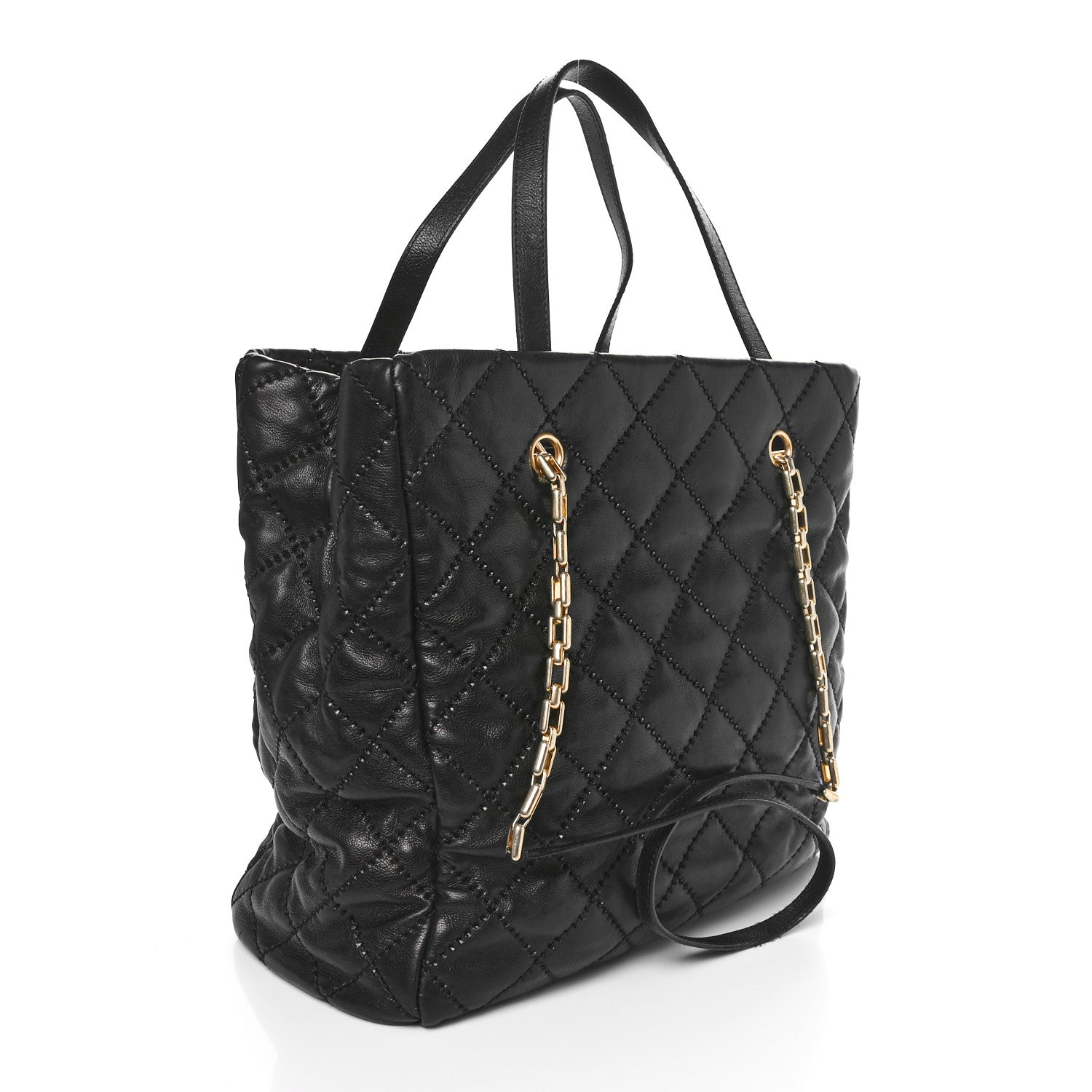 Chanel Calfskin Quilted Large Retro Chain Tote Black 3 of 10
