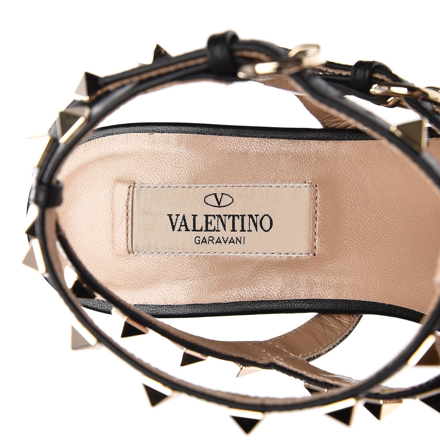 Valentino Garavani Calfskin Rockstud Ankle Wrap Flat Thong Sandals 36 Black 5 of 7