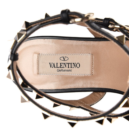 Valentino Garavani Calfskin Rockstud Ankle Wrap Flat Thong Sandals 36 Black 5 of 7