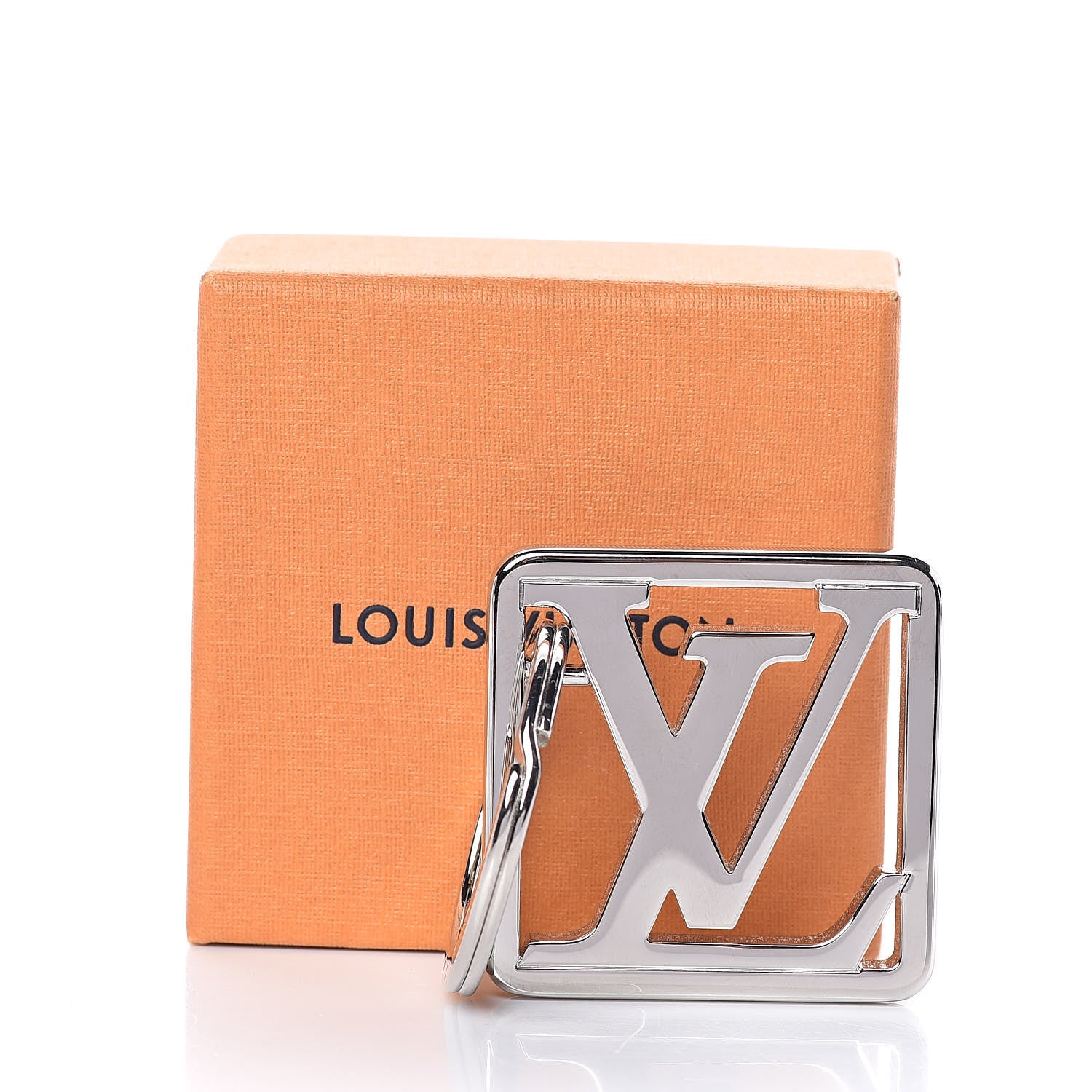 Louis Vuitton LV Logo Bag Charm Key Holder Silver 4 of 4