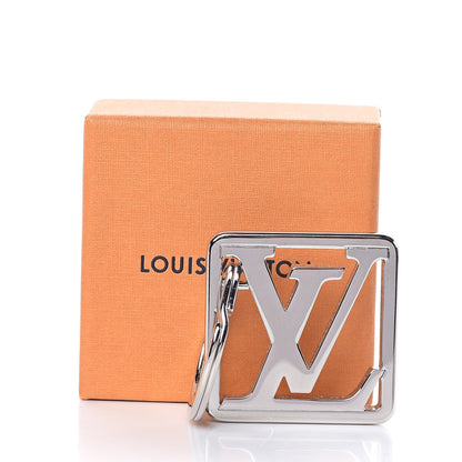 Louis Vuitton LV Logo Bag Charm Key Holder Silver 4 of 4