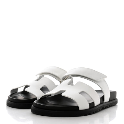Hermes Calfskin Womens Chypre Sandals 38 White 3 of 9