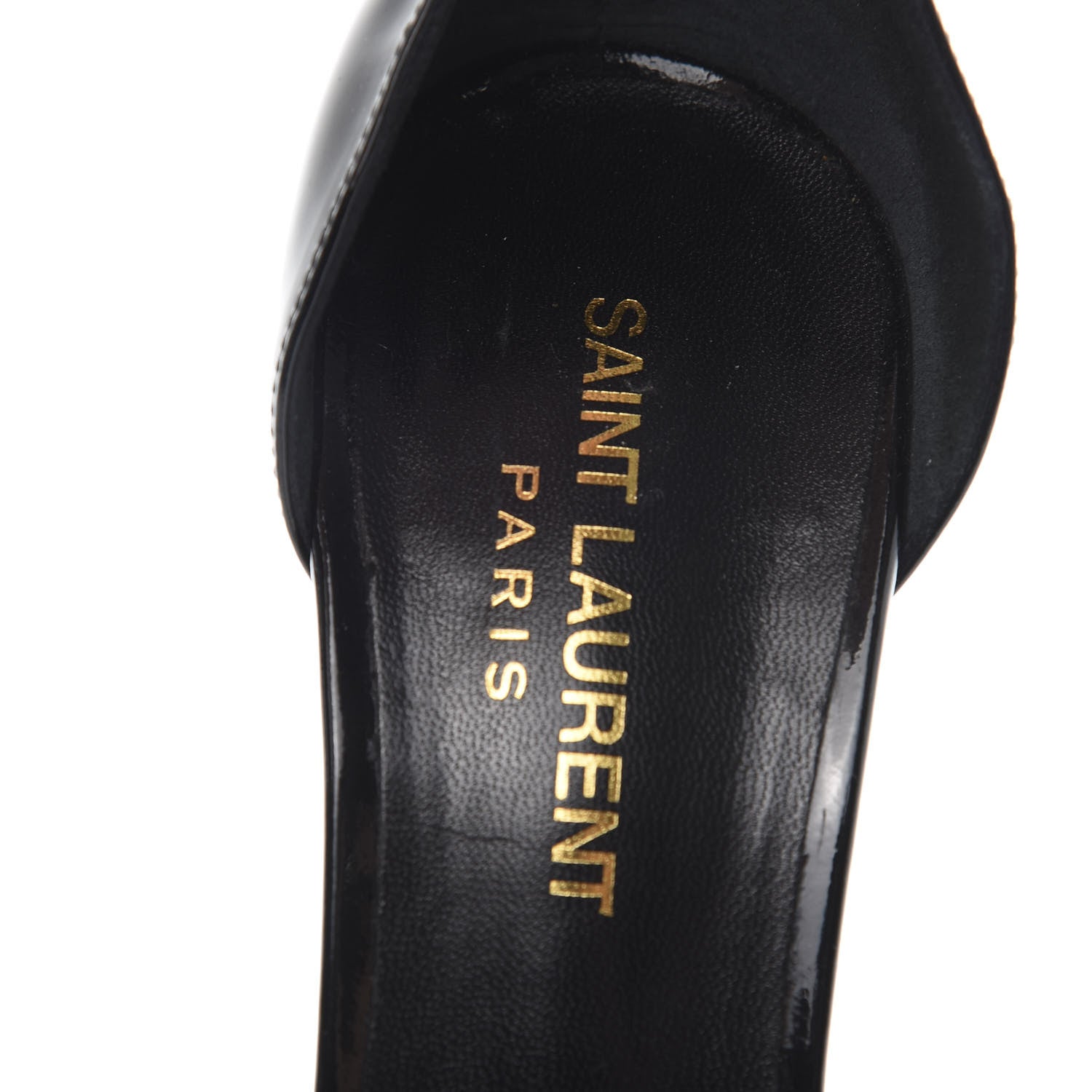 Saint Laurent Patent Calfskin Chain Jane 110 Ankle Strap Sandals 37.5 Black 6 of 8