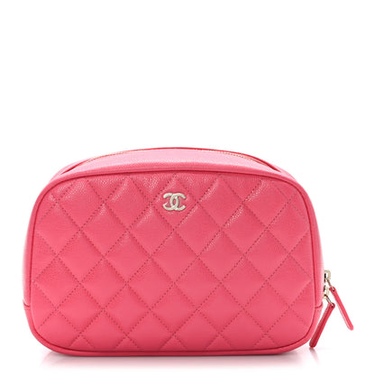 Chanel Caviar Quilted Medium Curvy Pouch Cosmetic Case Pink 1 of 9