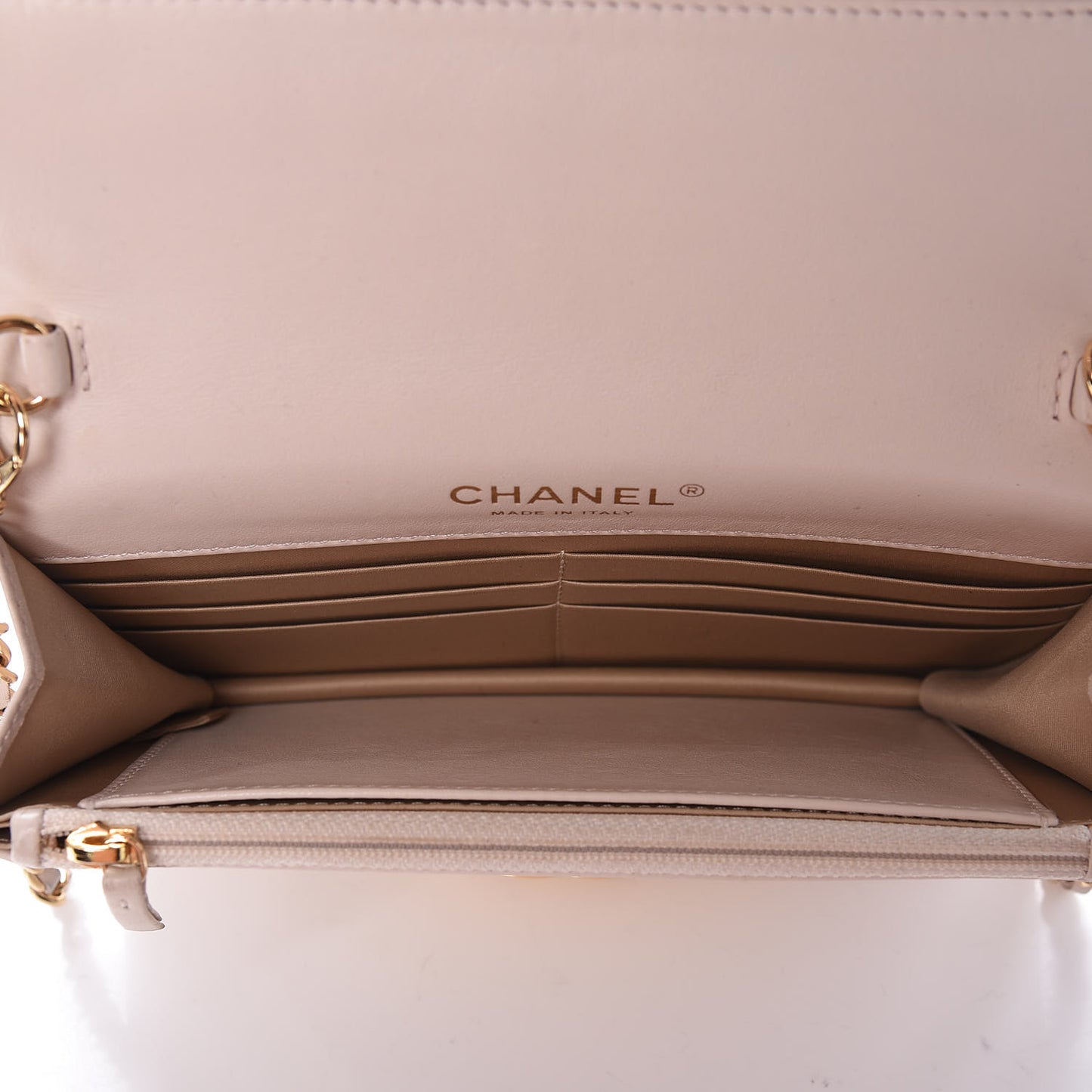 Lambskin Quilted Golden Class Wallet on Chain WOC Light Pink
