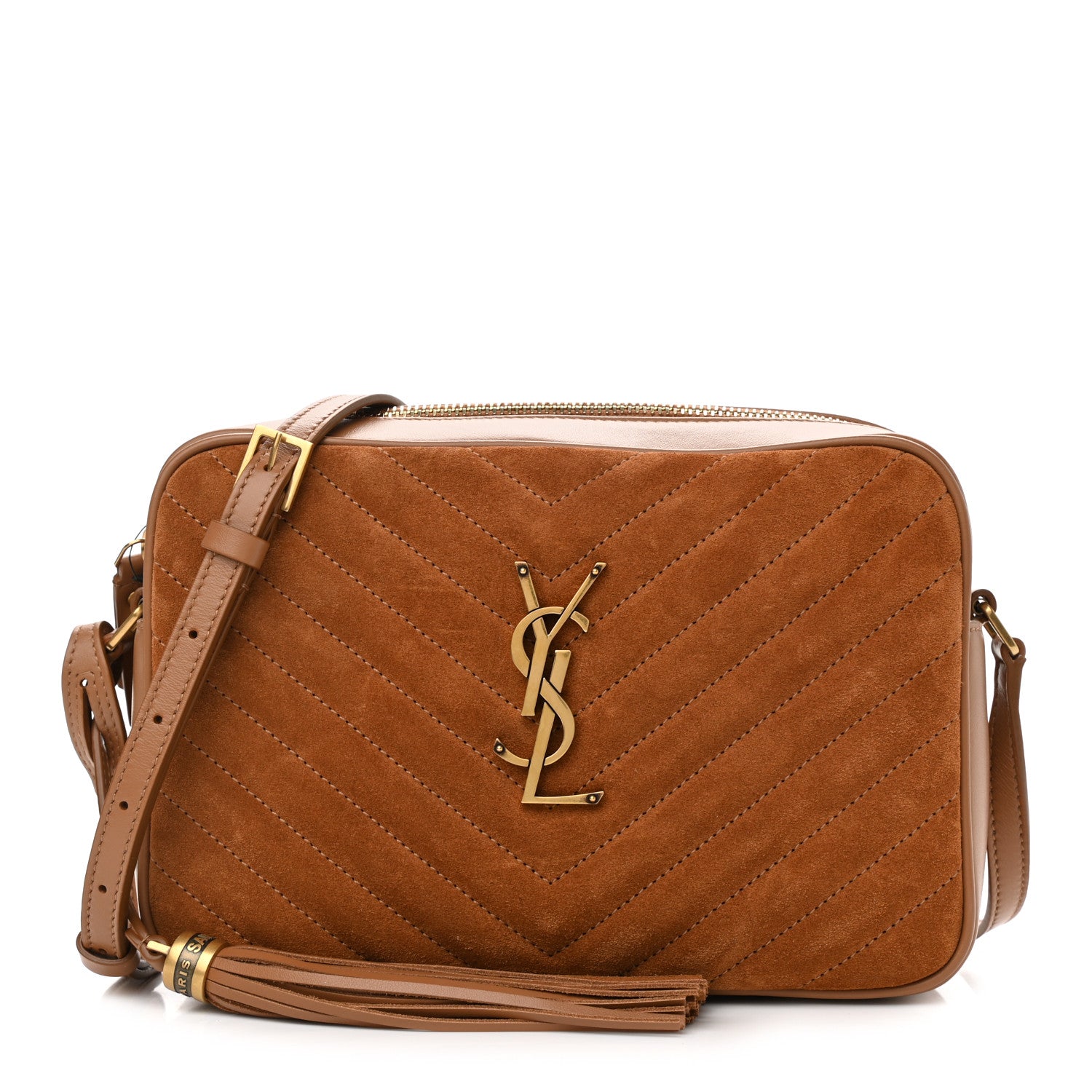 Saint Laurent Suede Matelasse Monogram Lou Camera Bag Cinnamon 1 of 10
