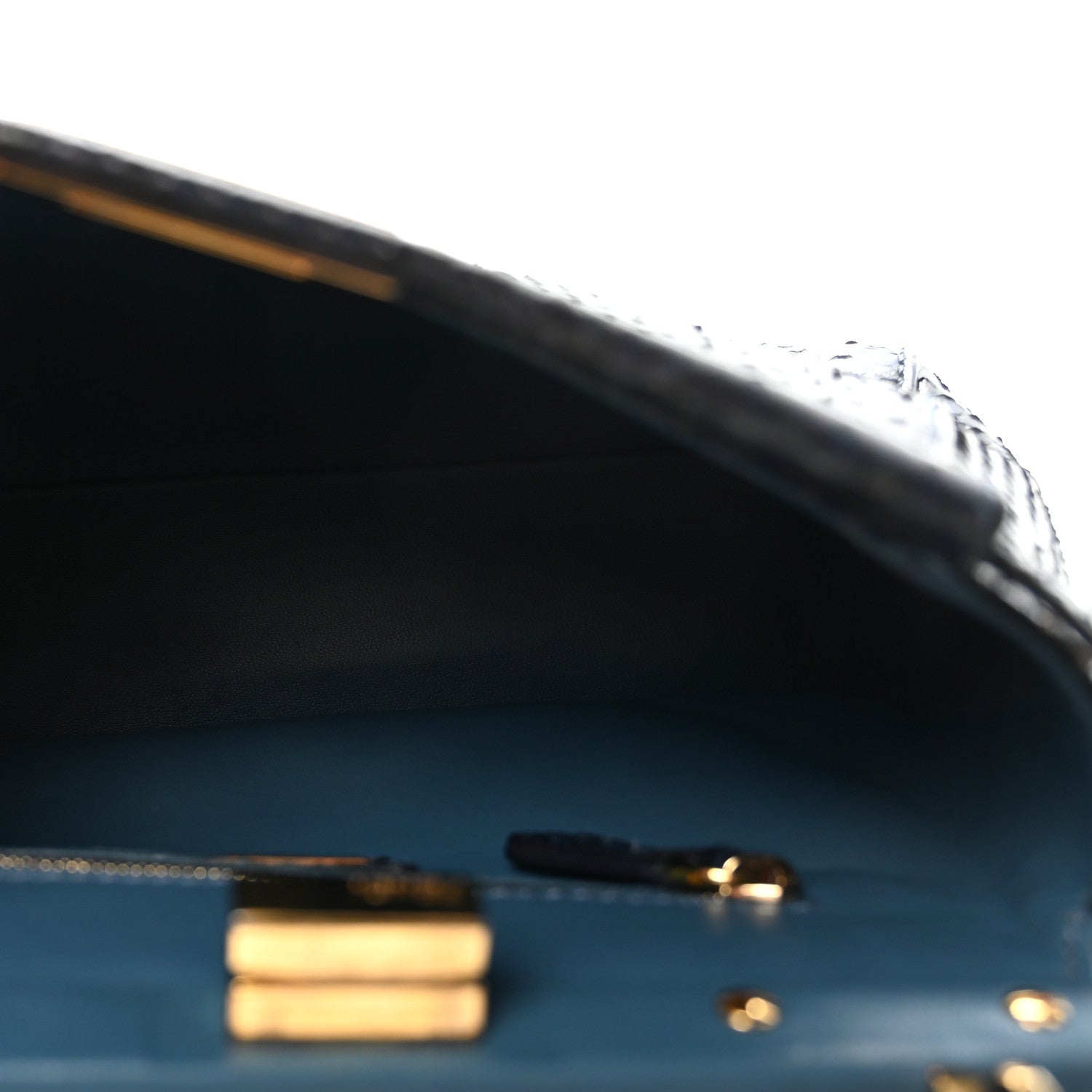 Fendi Python Shiny Nappa Mini Peekaboo Iconic Satchel Blue Jeans 9 of 17