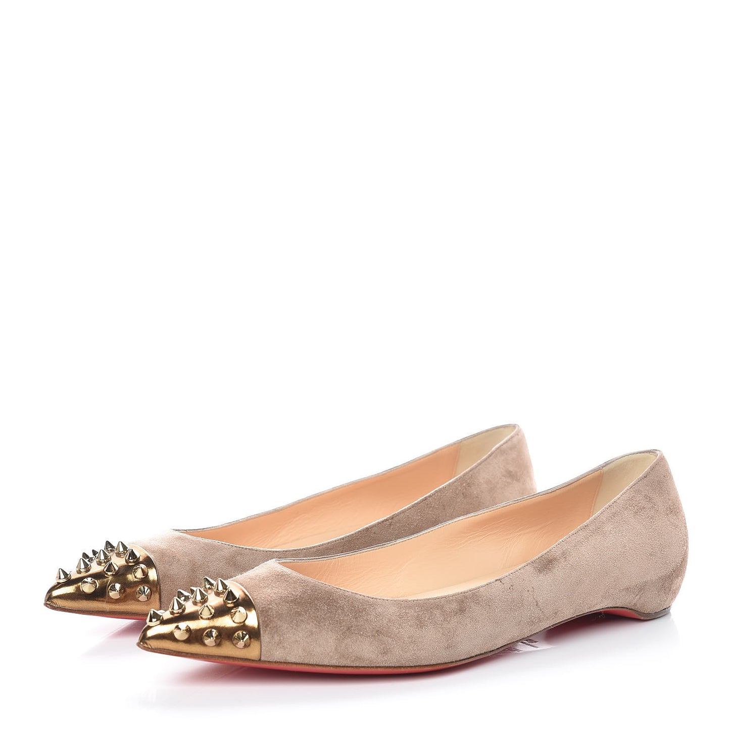 Veau Velours Patent Geo Flats 38 Taupe