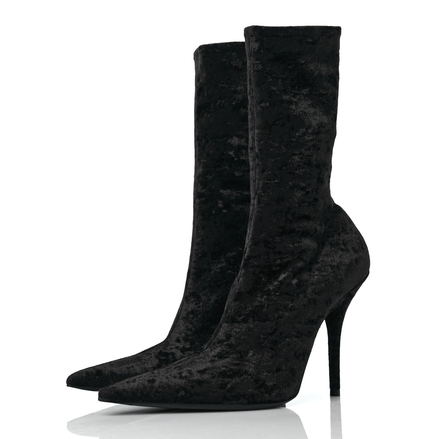 Velvet Spandex Extreme Pointed Toe Knife Ankle Boots 38 Black
