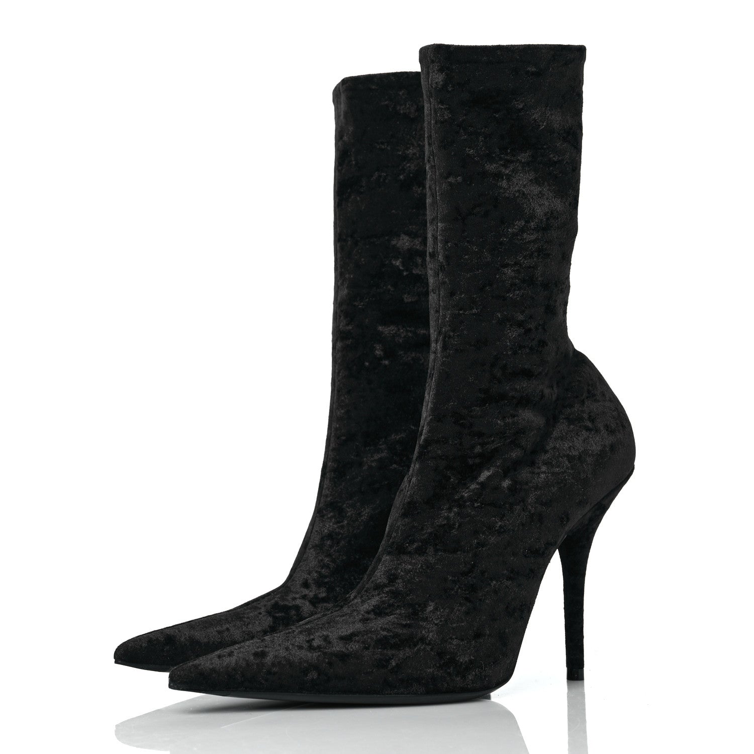Balenciaga Velvet Spandex Extreme Pointed Toe Knife Ankle Boots 38 Black 3 of 6
