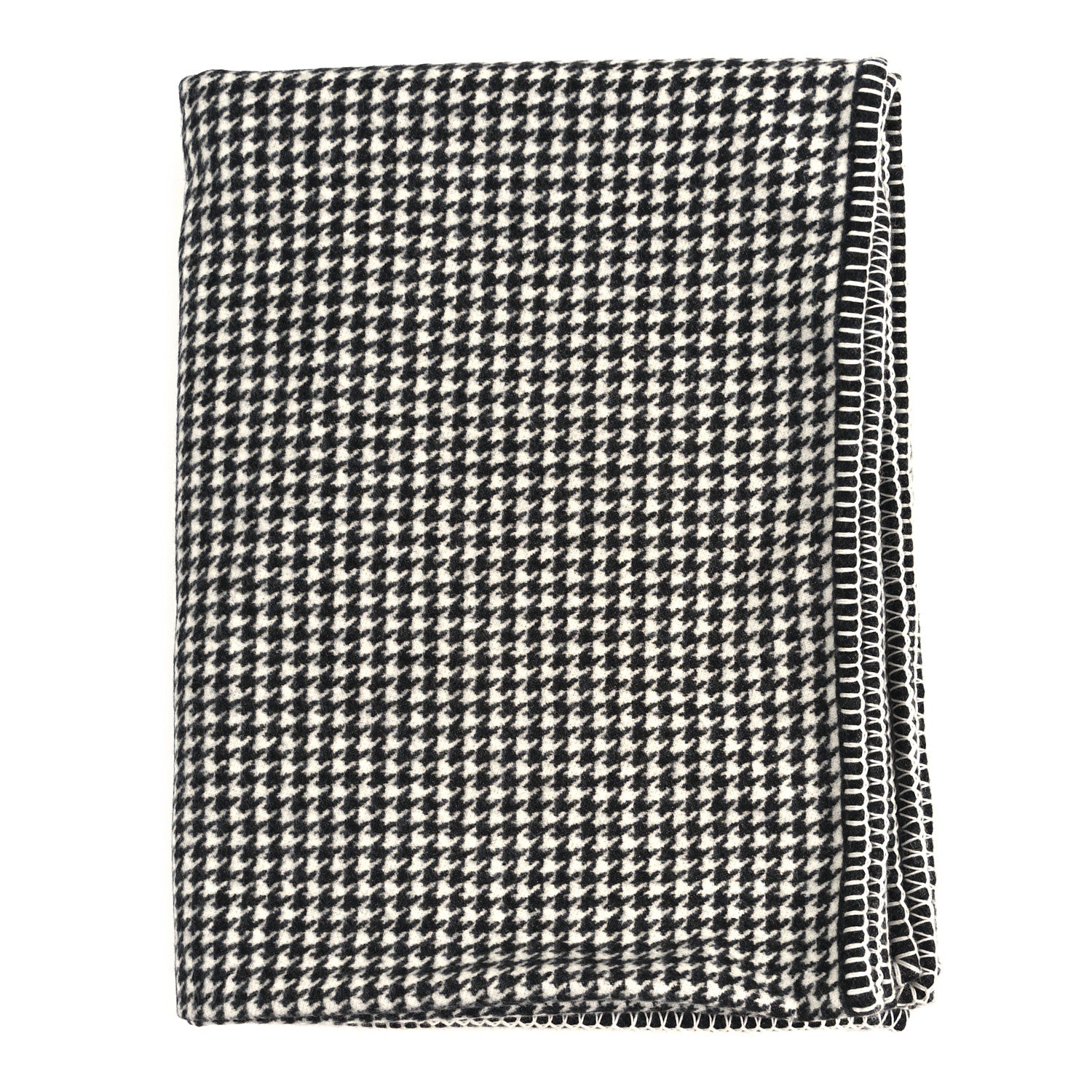 Christian Dior Cashmere Wool Houndstooth Throw Blanket Black 1 of 3