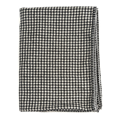 Christian Dior Cashmere Wool Houndstooth Throw Blanket Black 1 of 3