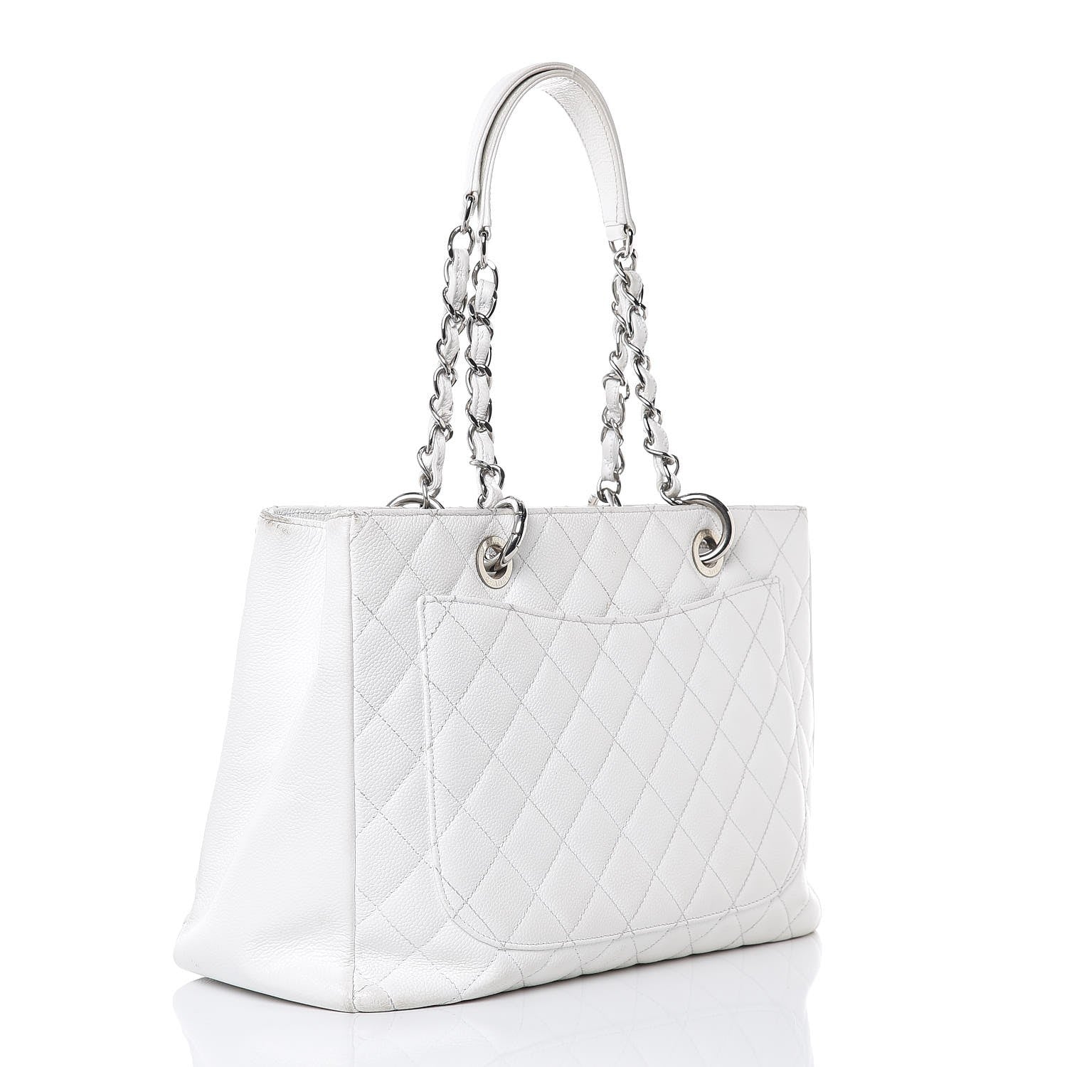 Chanel Caviar Quilted Grand Shopping Tote GST White 3 of 24