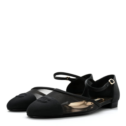 Chanel Mesh Grosgrain Cap Toe CC Flats 42 Black 3 of 11