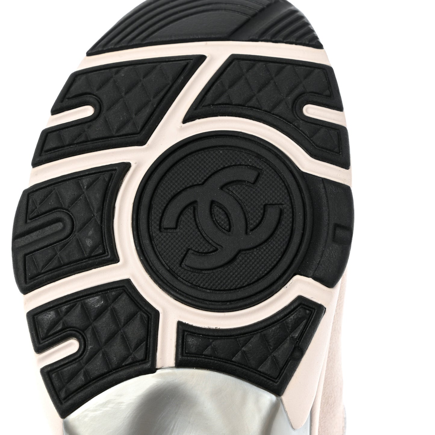Nylon Calfskin Suede Womens CC Sneakers 40 Grey White