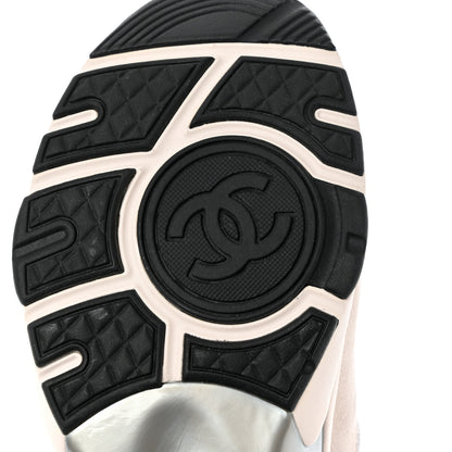 Chanel Nylon Calfskin Suede Womens CC Sneakers 40 Grey White 8 of 12