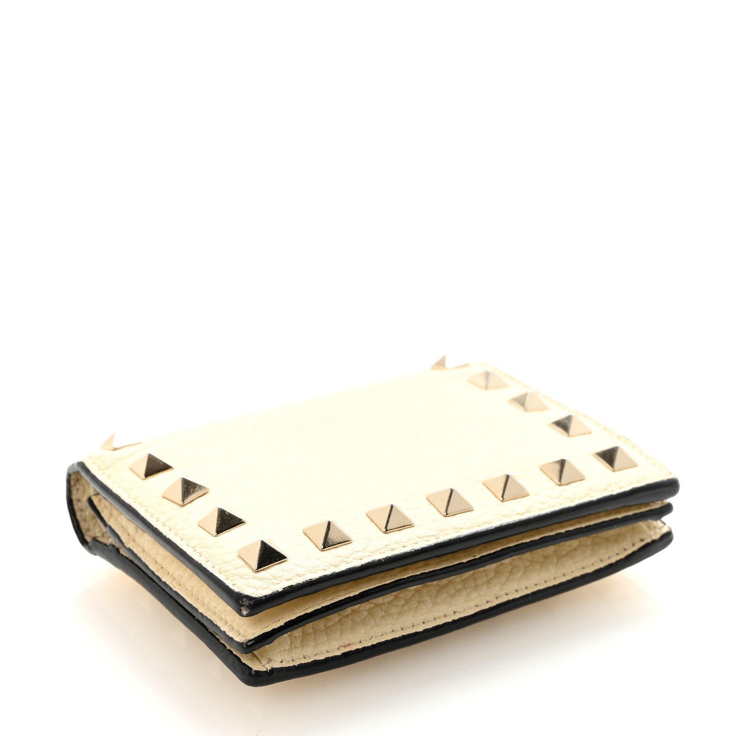 Valentino Garavani Calfskin Rockstud Bi-Fold Card Holder Ivory 4 of 8