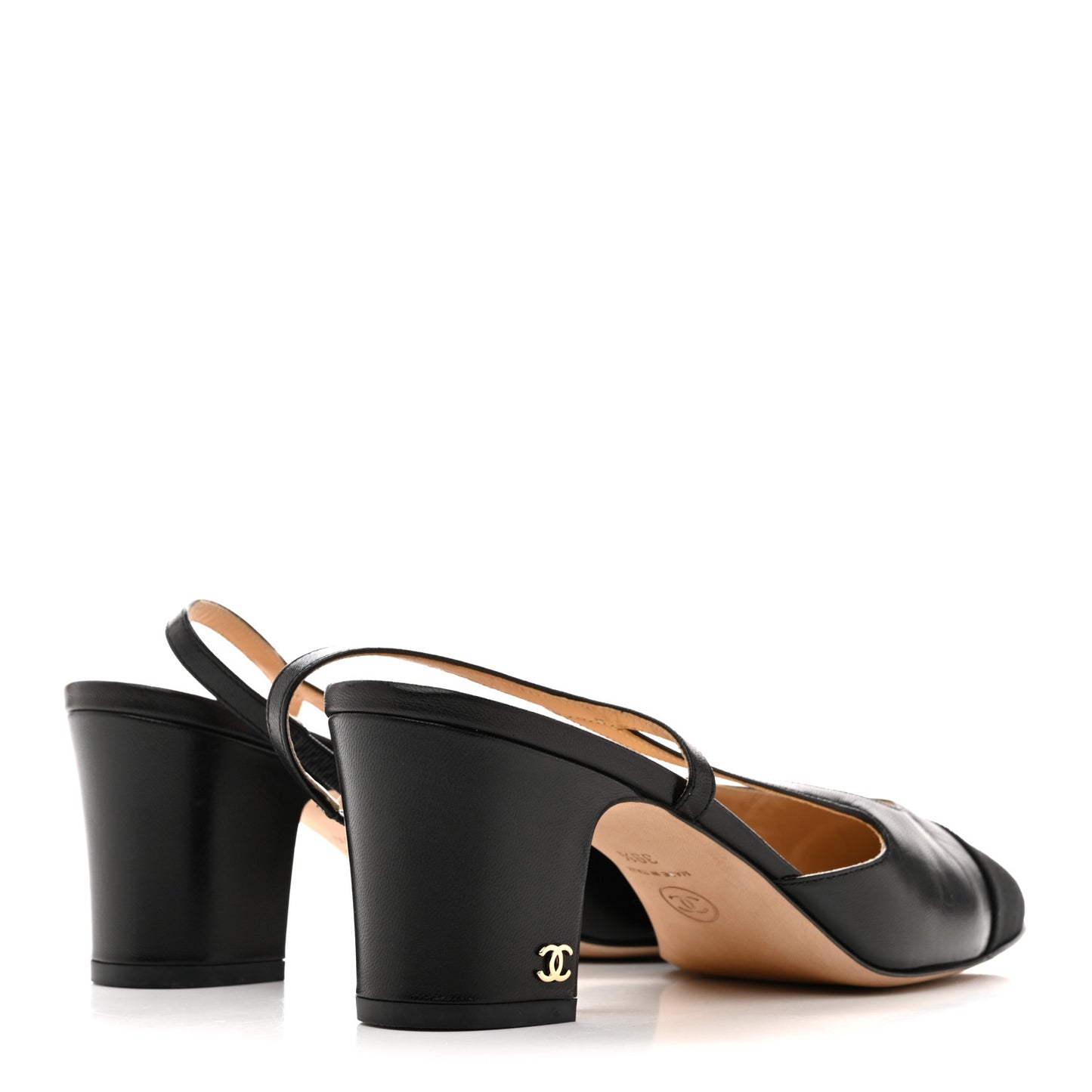 Goatskin Grosgrain Cap Toe CC Slingback Pumps 39.5 Black