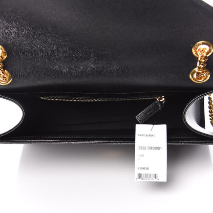 Saint Laurent Grain De Poudre Matelasse Chevron Large Monogram Satchel Black 7 of 9